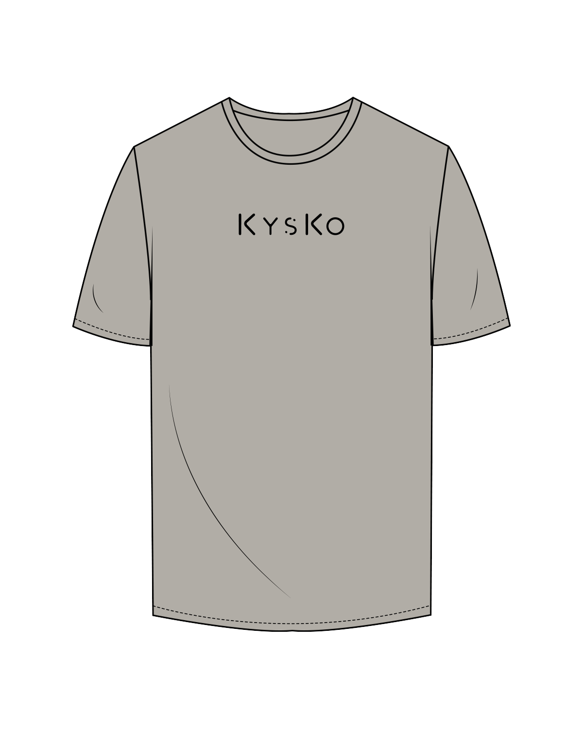 The Mens Tee - Granite - Kysko - Center / Neckline - Black