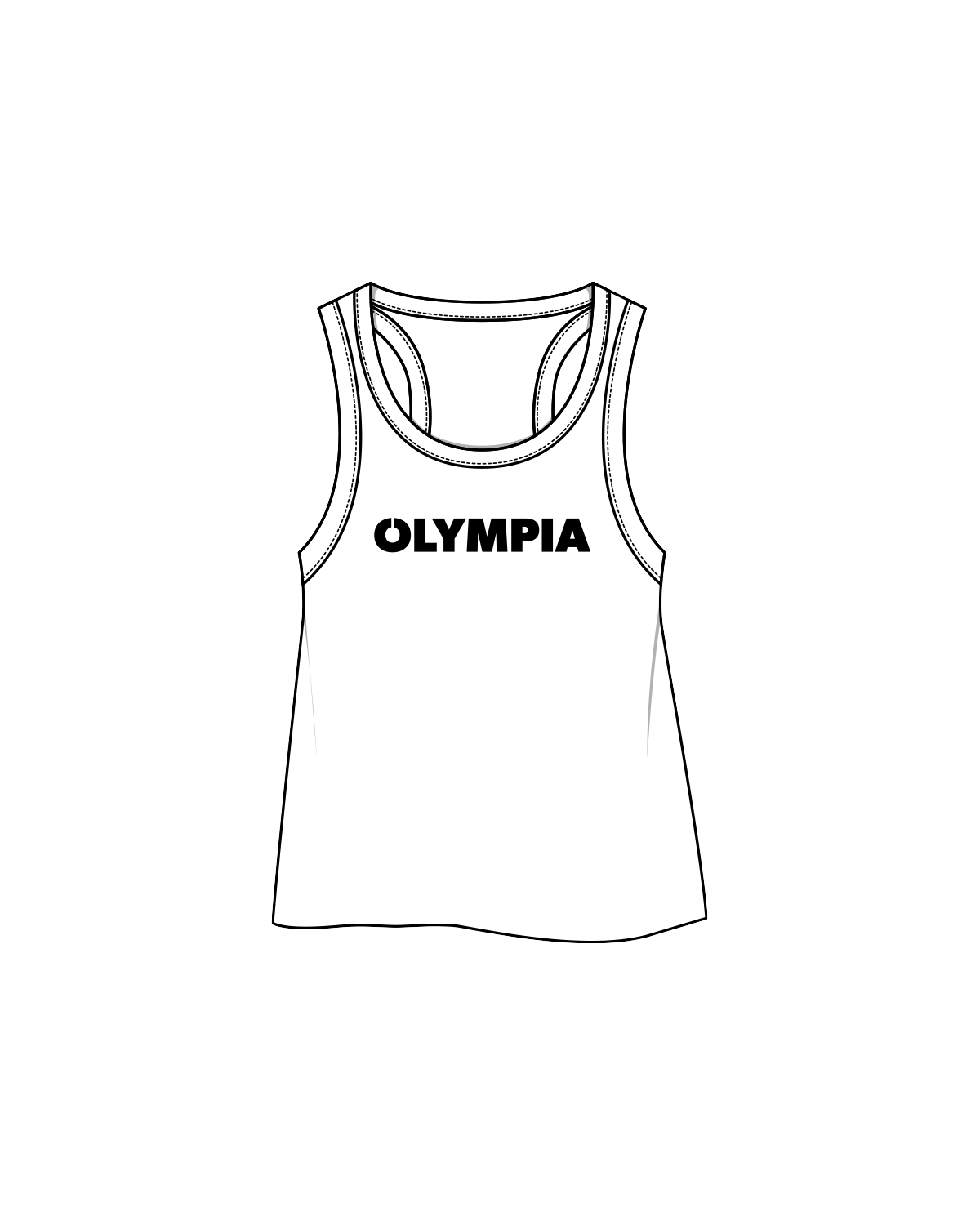 The Crop Tank - White - Olympia - Center Chest / Back - Black