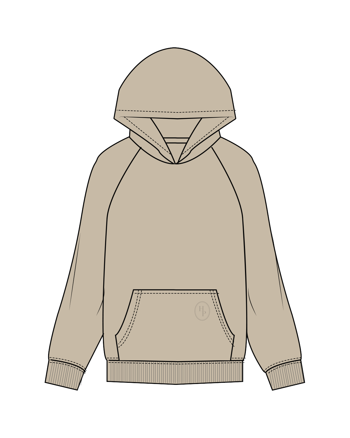 The Mens Hoodie - Washed Taupe - Honor Pilates - Pocket / Back - Washed Taupe