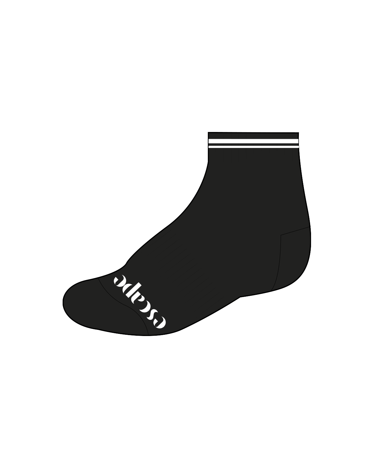 The 1/2 Crew Grip Sock - Black - Escape Pilates - White Logos