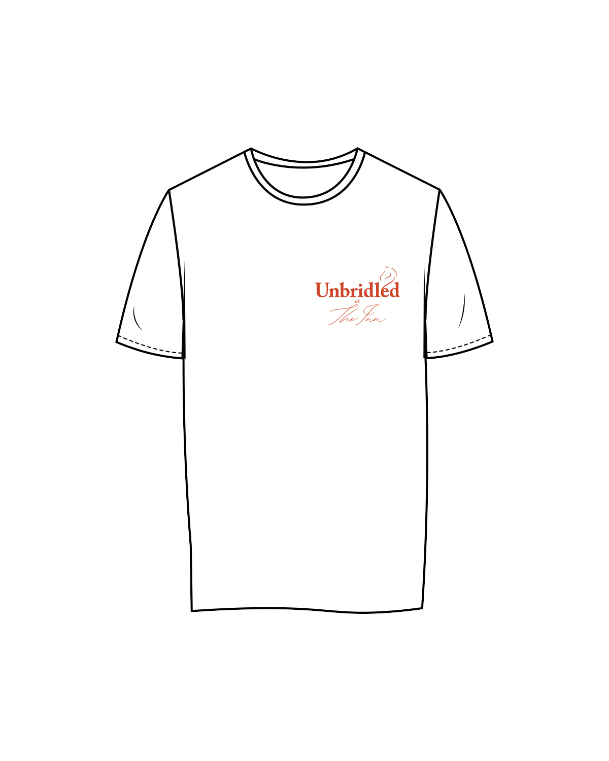 The Mens Tee - White - Unbridled - Left Chest / Back - Orange