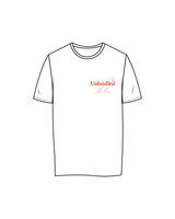 The Mens Tee - White - Unbridled - Left Chest / Back - Orange