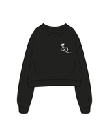 The Oversized Crop - Black - Spin Queen - Left Chest - Black / White Logo