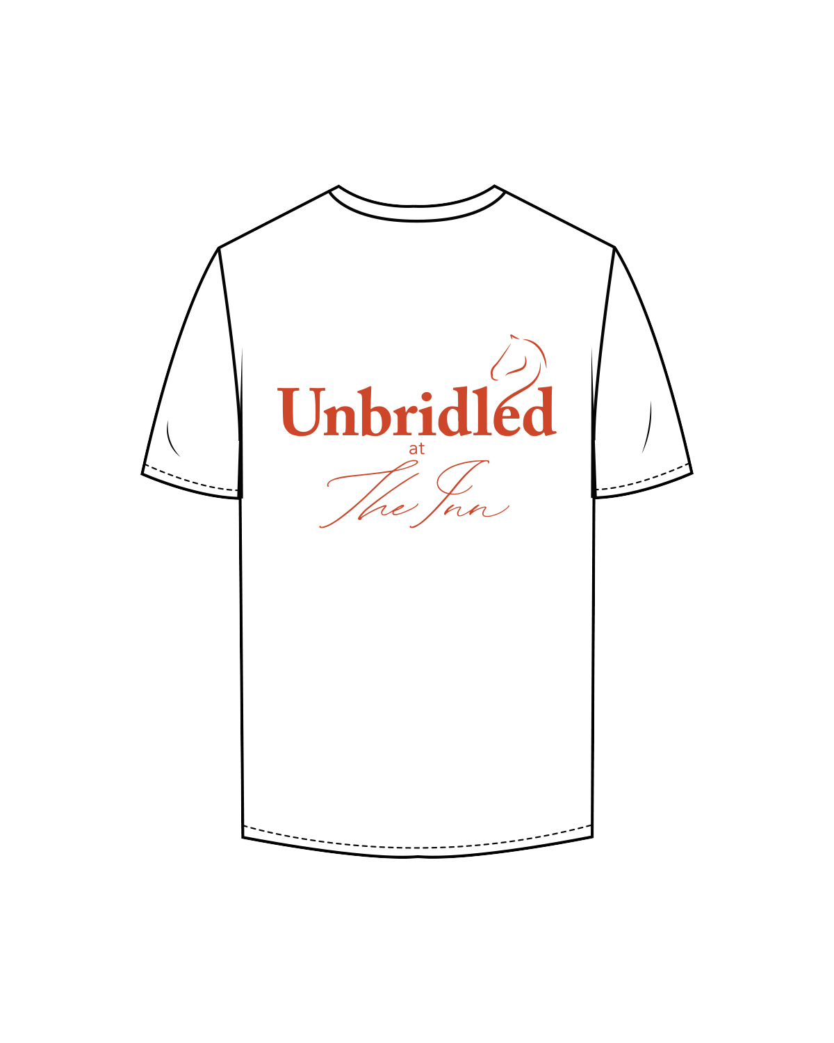The Mens Tee - White - Unbridled - Left Chest / Back - Orange