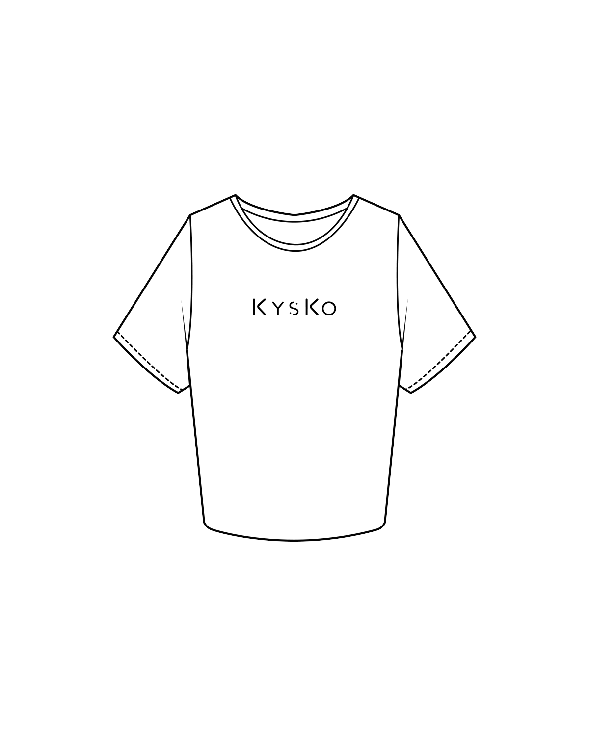 The Crop Tee - White - Kysko - Center / Back Neckline - Black