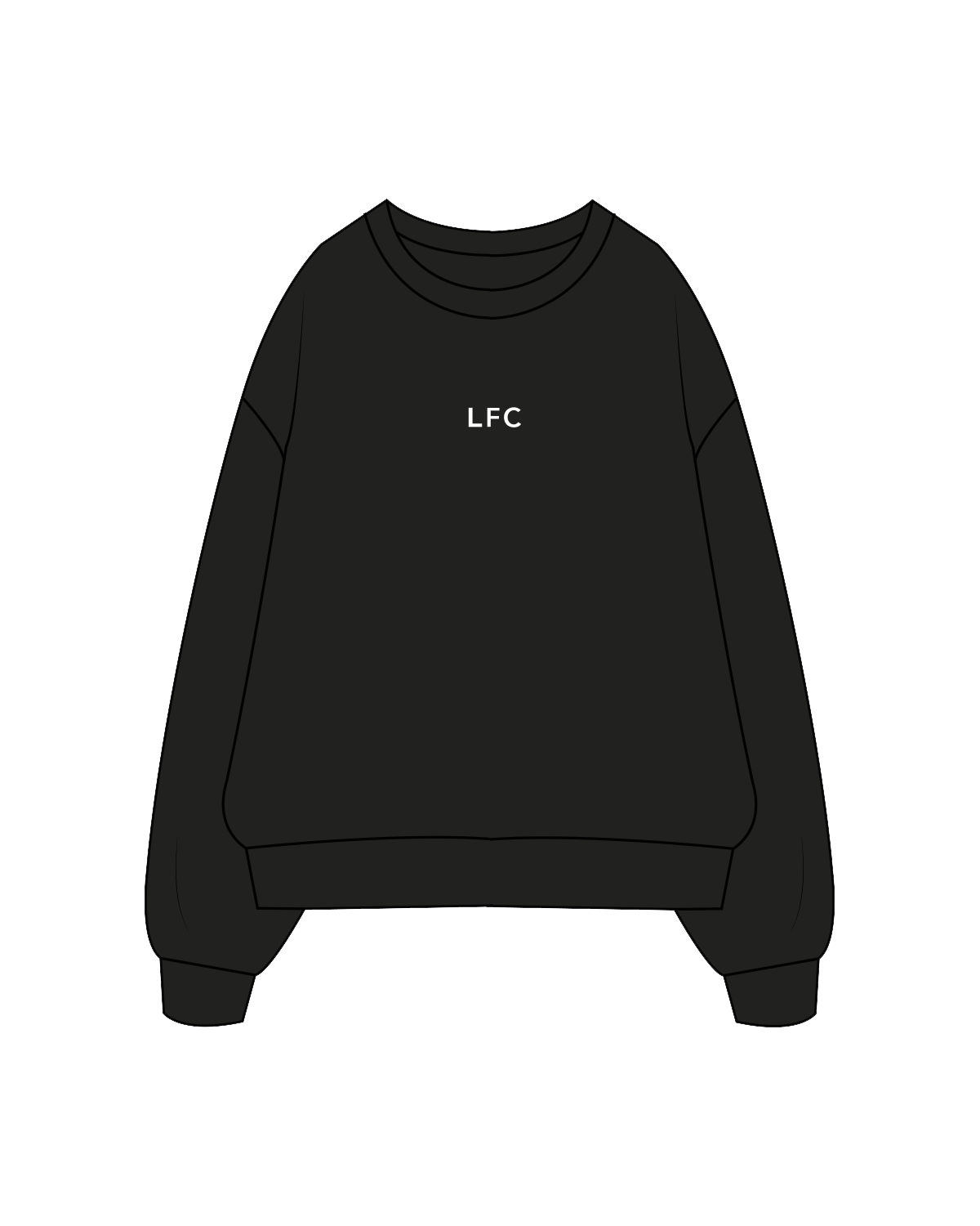 The Classic Crewneck - Black - Lagree Fitness Club - Center Chest / Back - Black / White