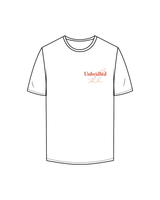 The Mens Tee - White - Unbridled - Left Chest / Back - Orange