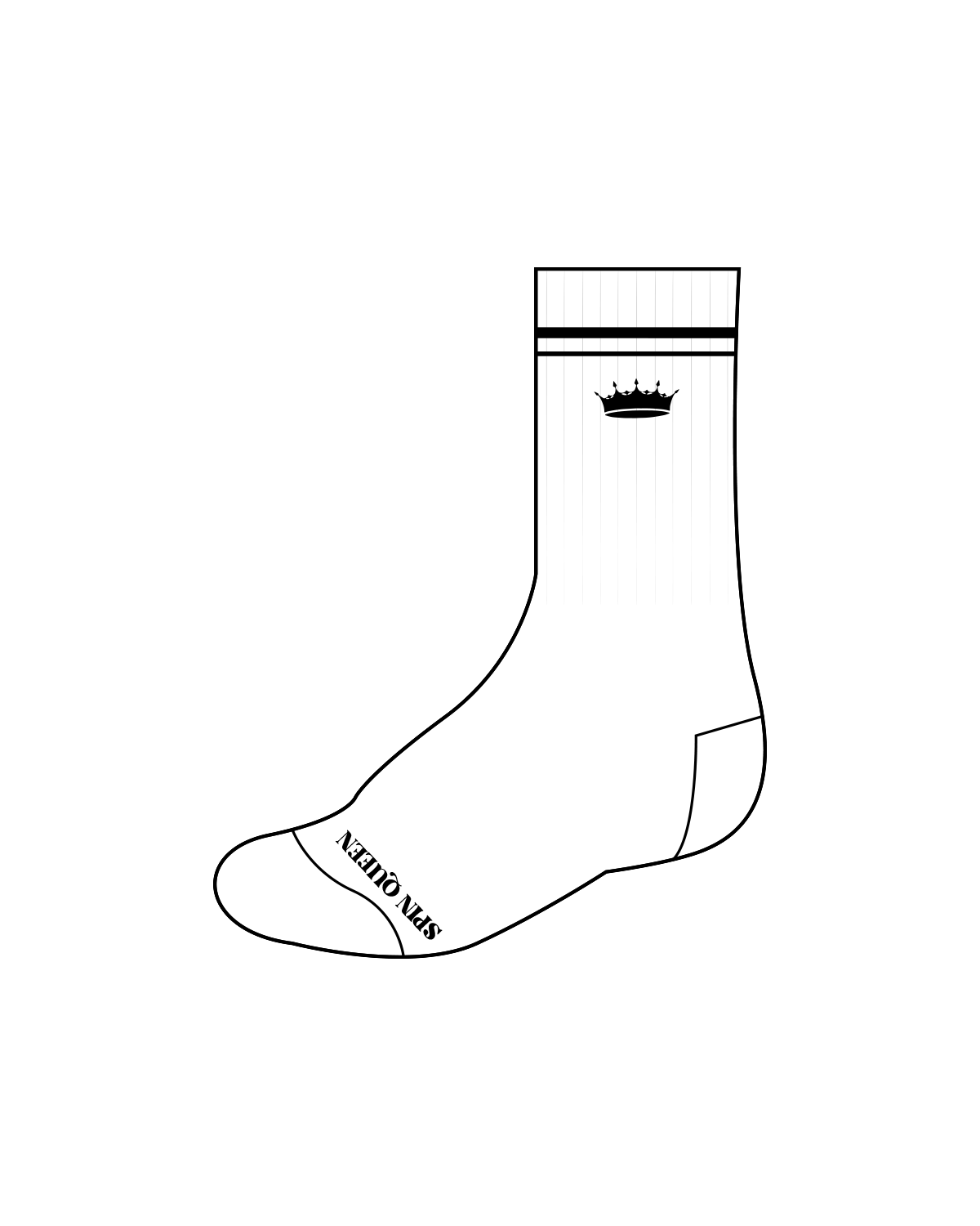 The Crew Socks - White - Spin Queen - Black