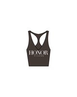 The Racer Tank - Cafe - Honor Pilates - Front/Back - White