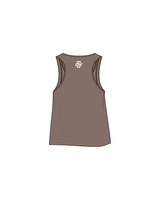 The Crop Tank - Cacao - Pro Physique - Main Logo Left Chest / Symbol Back Neckline - White