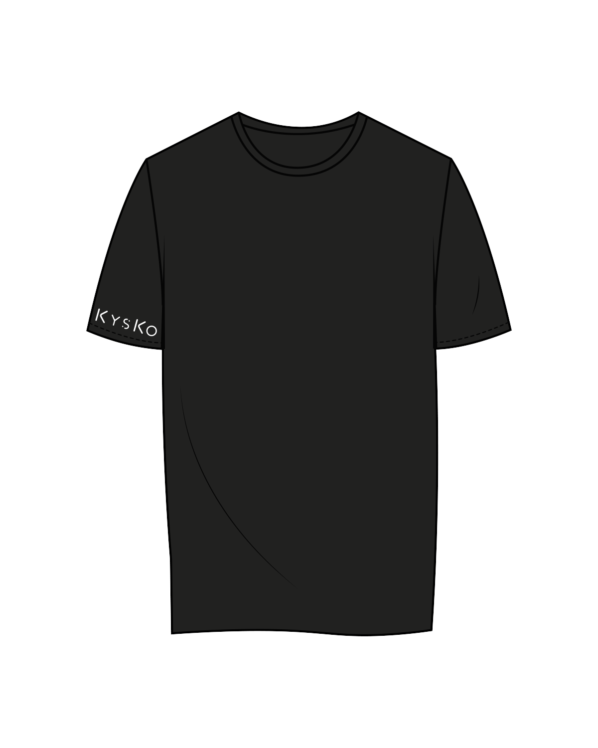 The Womens Tee - Black - Kysko - Sleeve / Neckline - White