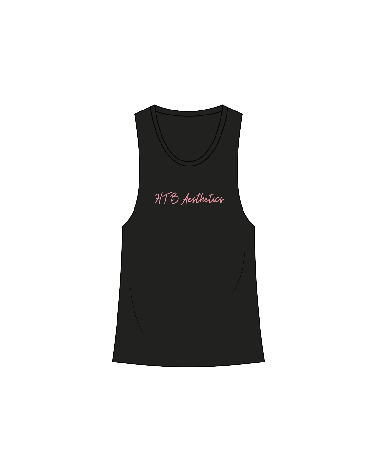 The Womens Racerback Tank - Black - HTB Aesthetics - Center / Back - Pink