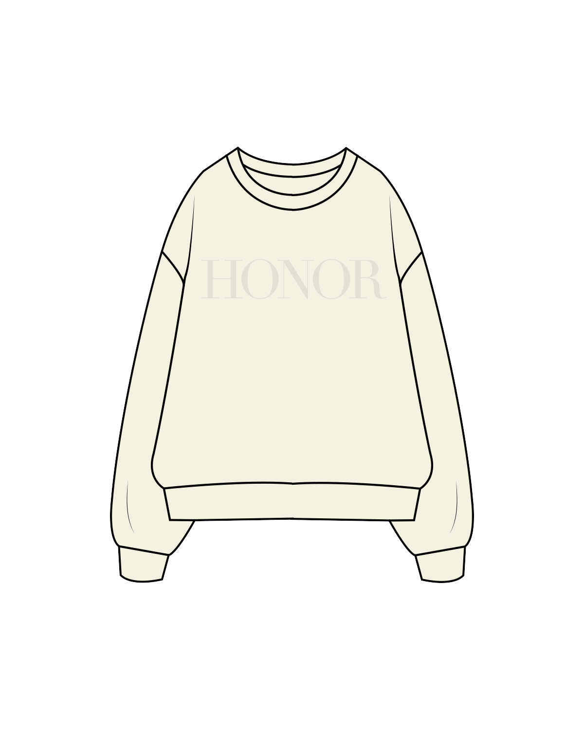 The Womens Crewneck - Butter - Honor Pilates - Front / Back - Butter