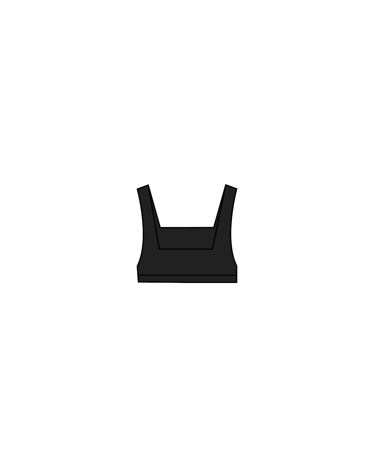 The Box Cut Bra - Black - Jess Be Fit - Center Chest - White