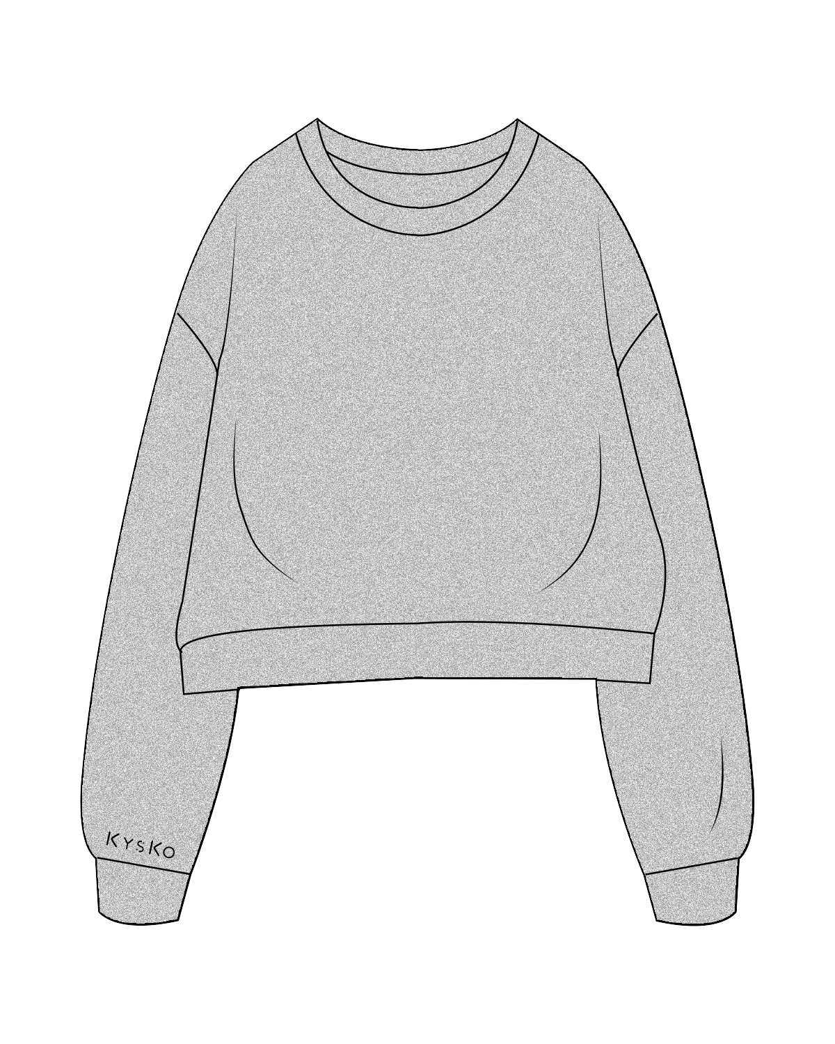 The Oversized Crop - Heather - Kysko - Hemline / Wrist - Black