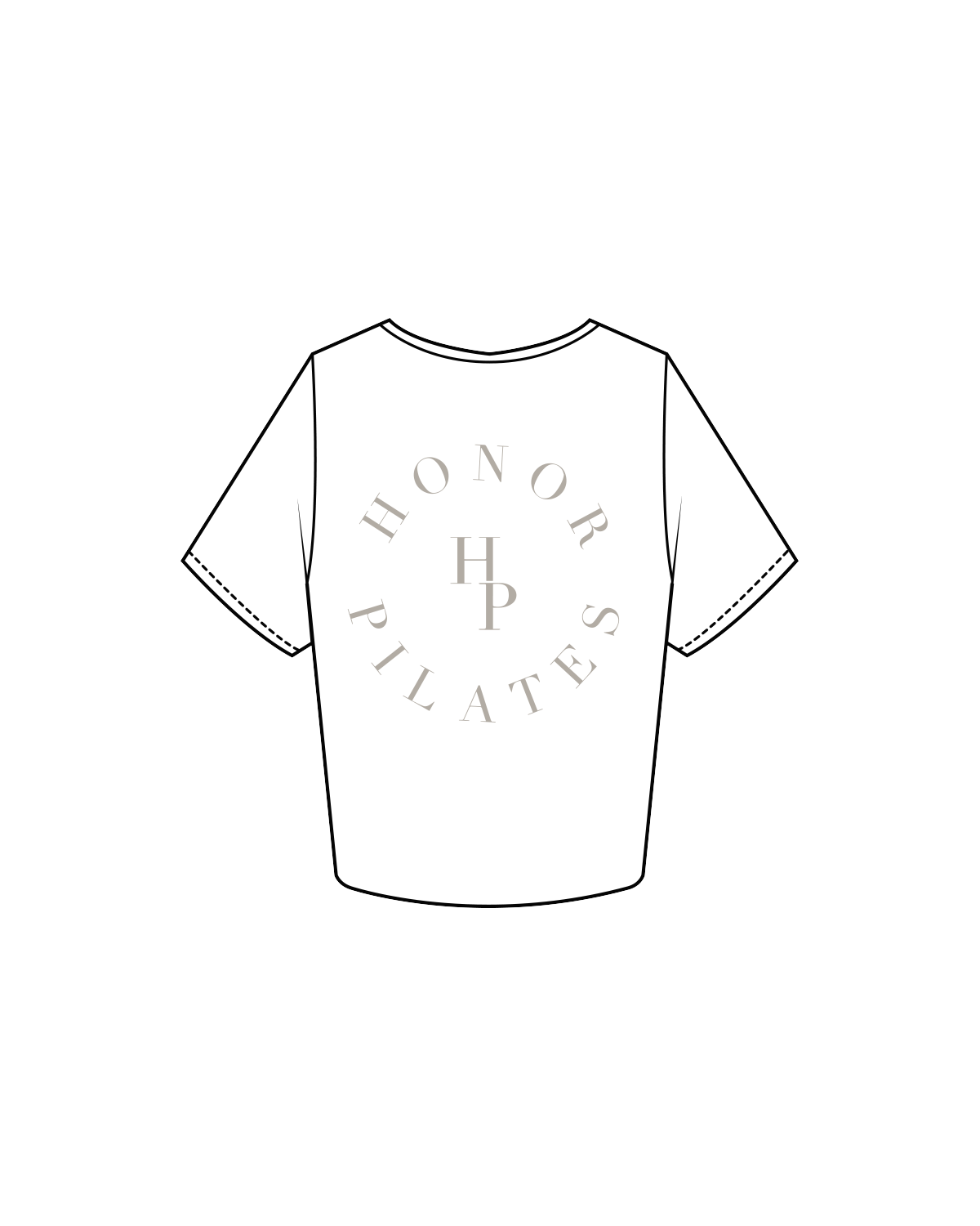 The Crop Tee - White -  Honor Pilates - Left Chest / Back - Tone on Tone