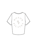 The Crop Tee - White -  Honor Pilates - Left Chest / Back - Tone on Tone