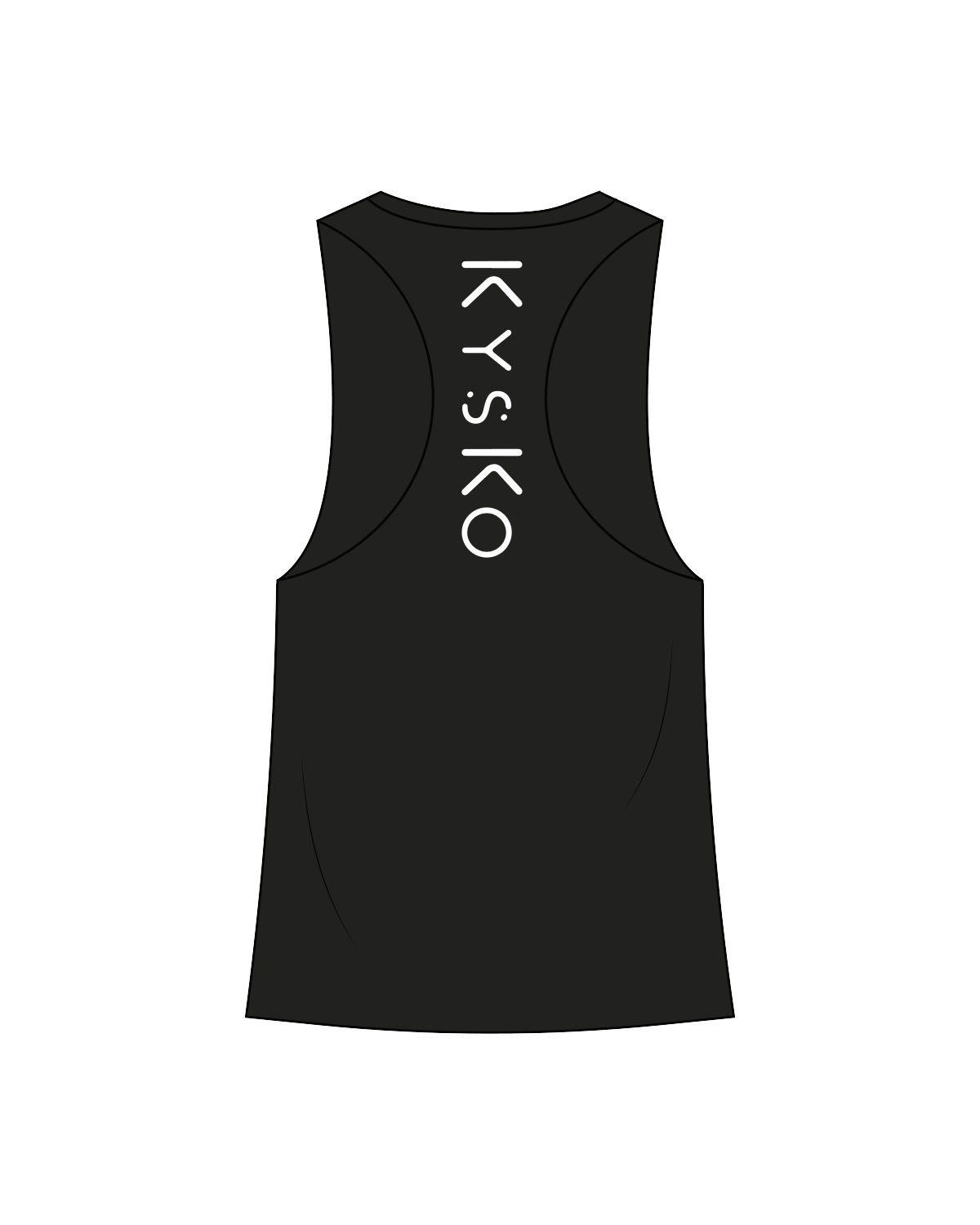 The Womens Racerback Tank - Black - Kysko - Hemline / Back - White