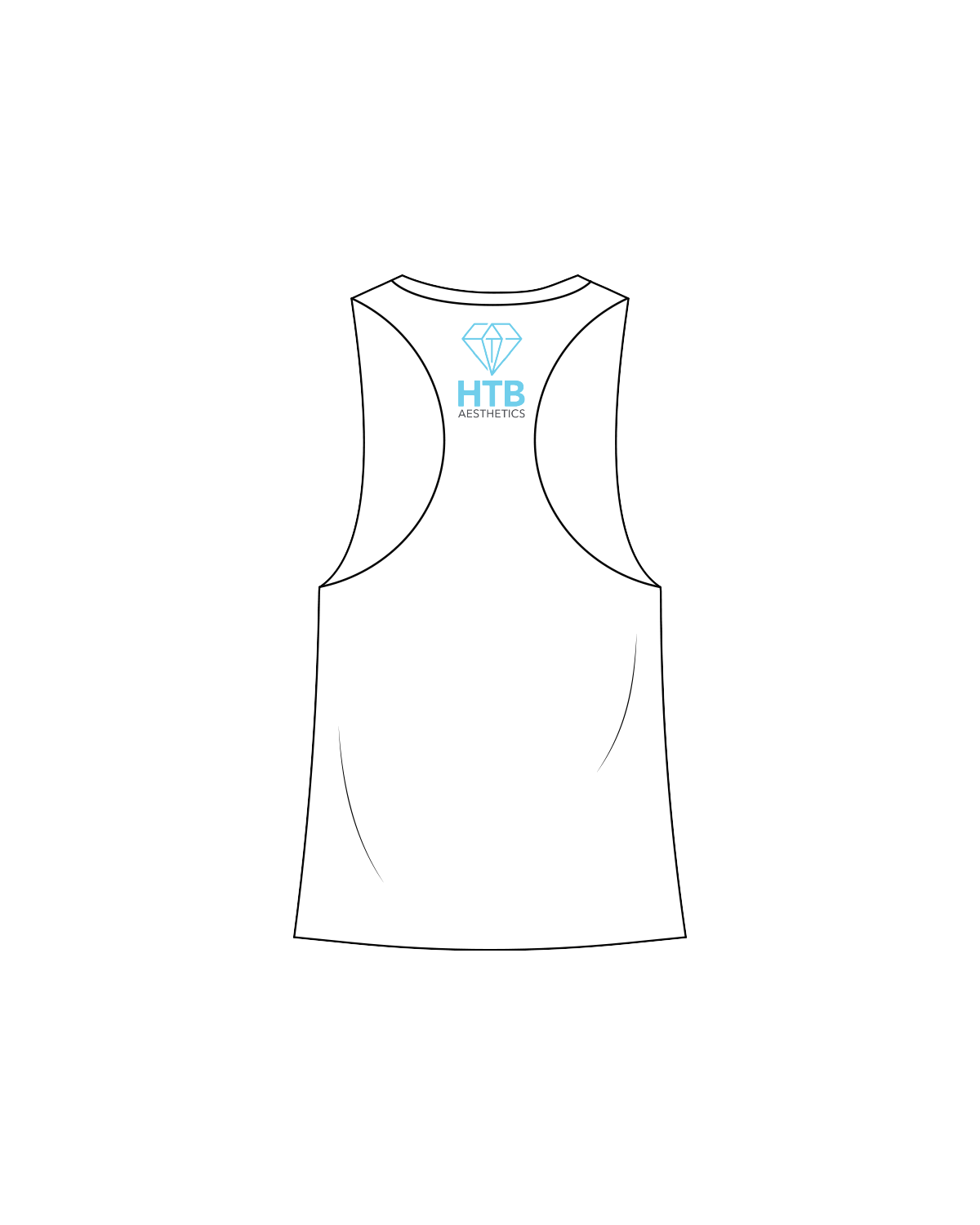 The Womens Racerback Tank - White - HTB Aesthetics - Center / Back - Full Color