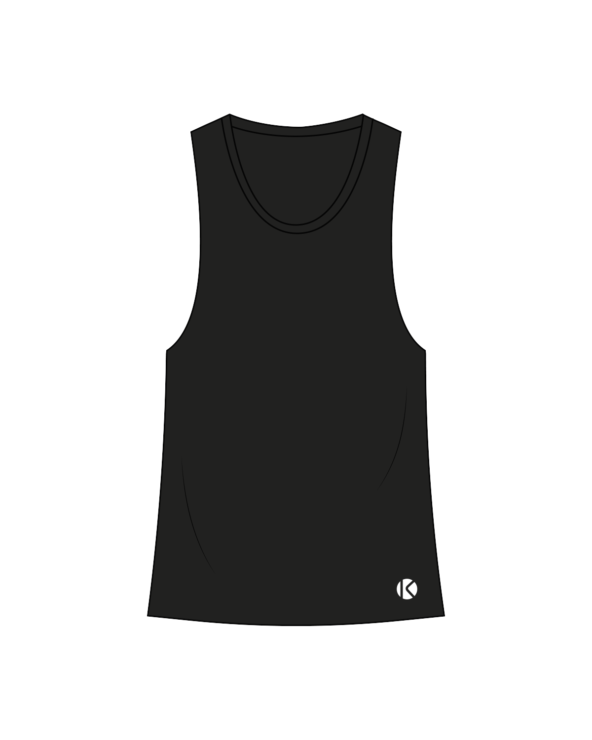 The Womens Racerback Tank - Black - Kysko - Hemline / Back - White