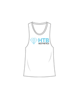 The Womens Racerback Tank - White - HTB Aesthetics - Center / Back - Full Color