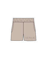 The Womens Sweat Shorts - Bone - Honor Pilates - Thigh - Bone