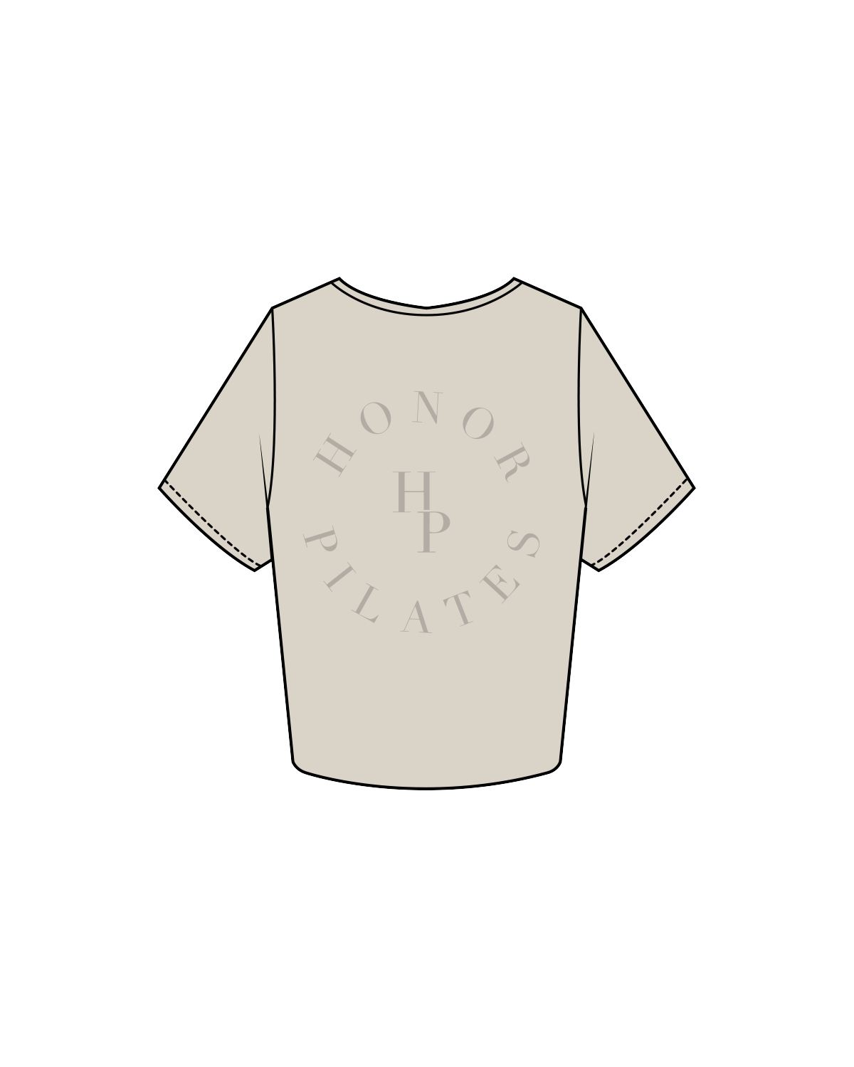 The Crop Tee - Bone - Honor Pilates - Left Chest / Back - Tone on Tone