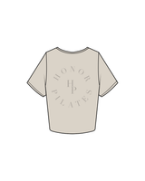The Crop Tee - Bone - Honor Pilates - Left Chest / Back - Tone on Tone