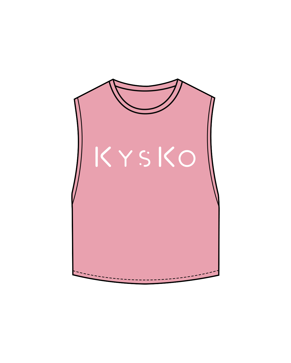 The Crop Muscle Tank - Bubblegum - Kysko - Center / Back - White