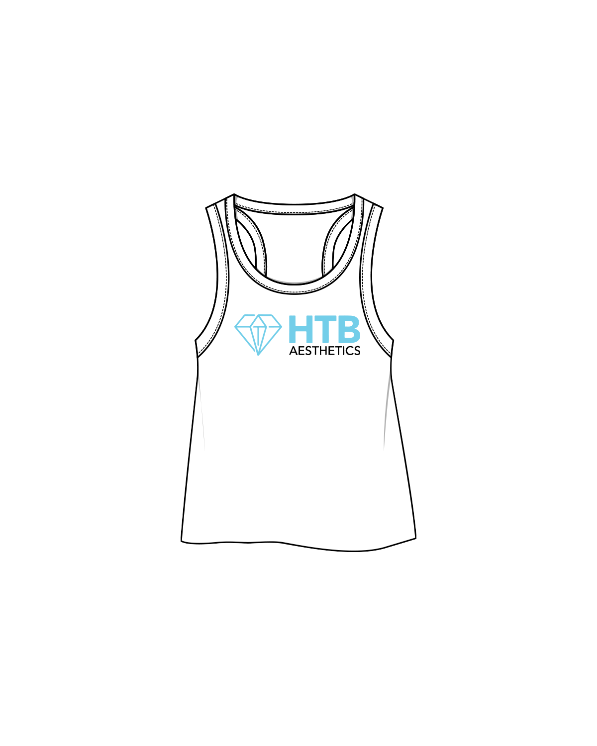 The Crop Tank - White - HTB Aesthetics - Center / Back - Full Color