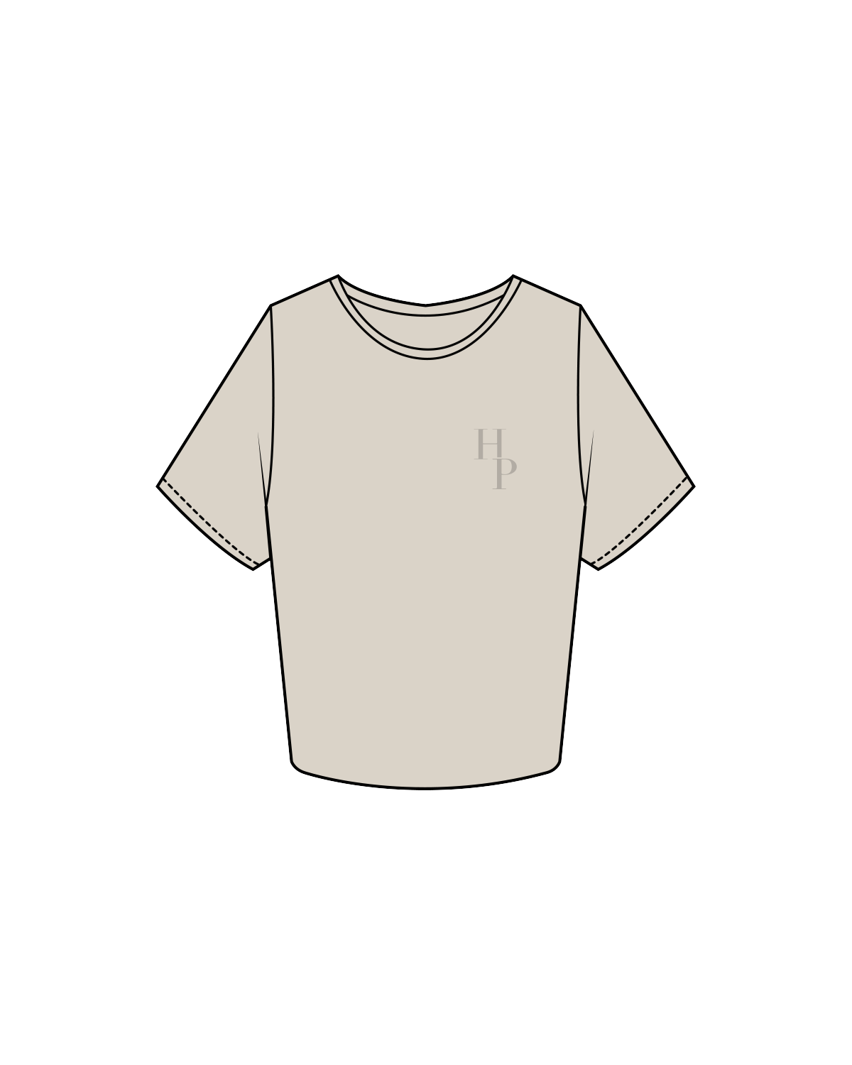The Crop Tee - Bone - Honor Pilates - Left Chest / Back - Tone on Tone