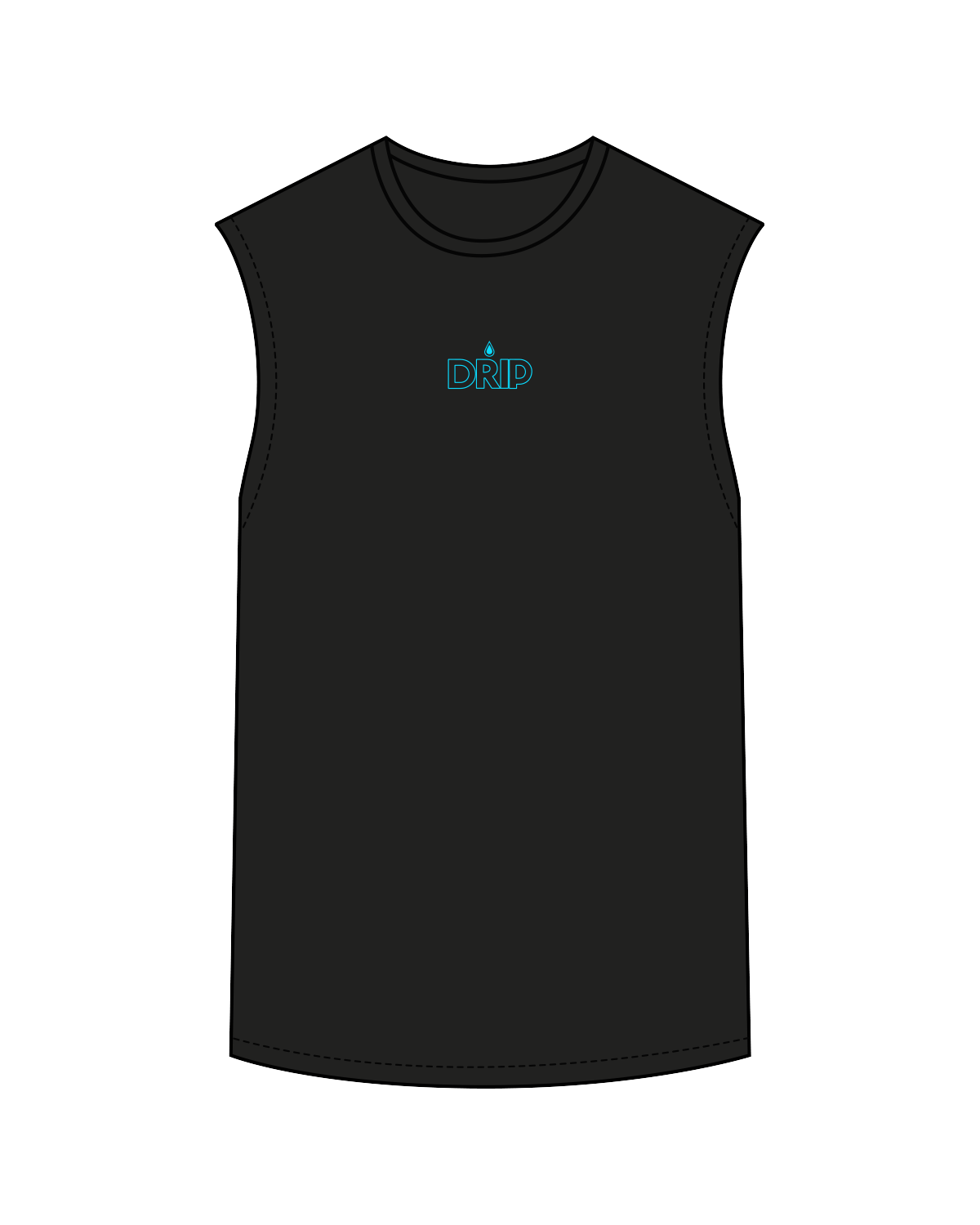 The Mens Classic Tank - Black - Drip Pre Workout - Center Chest / Back - Blue