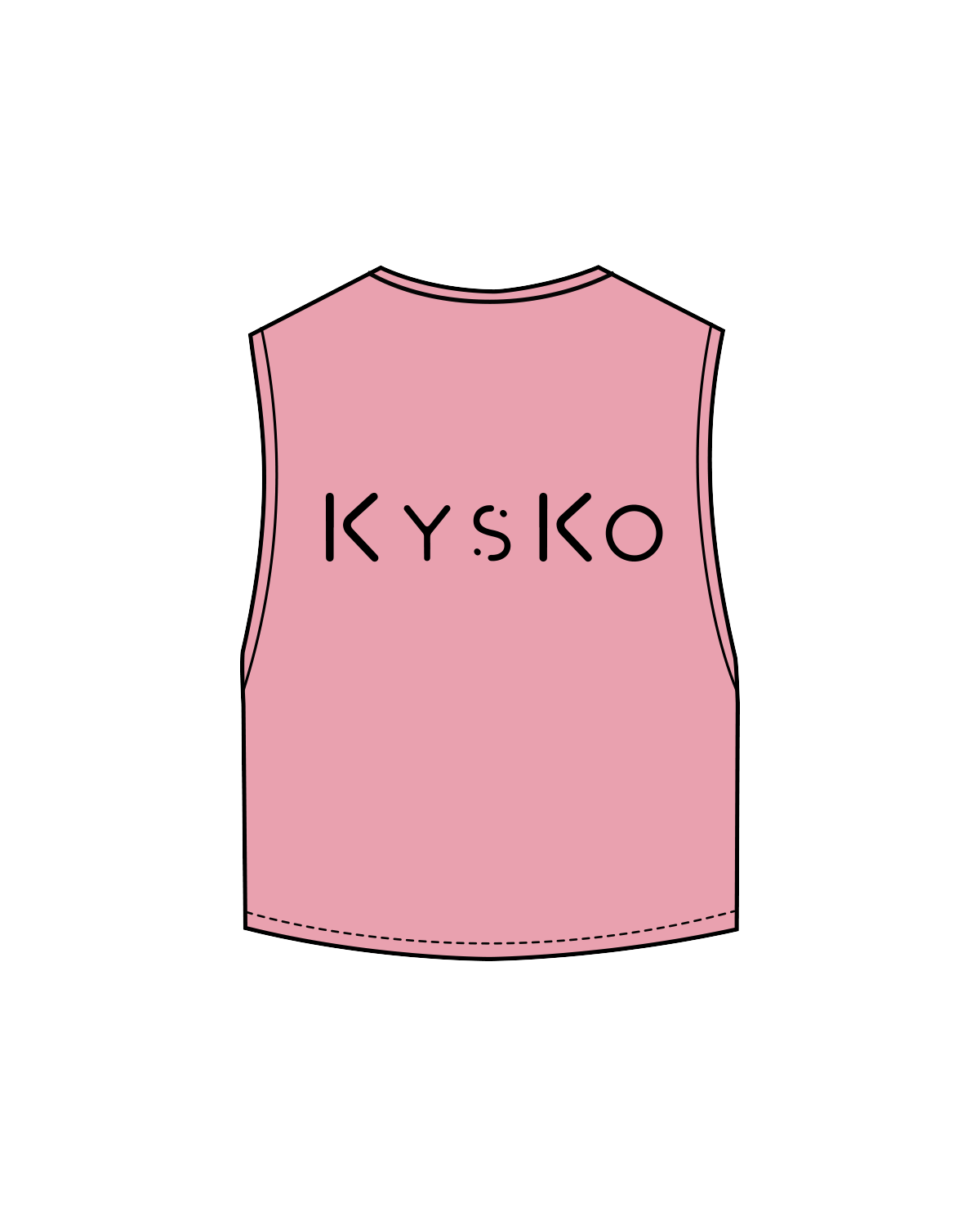 The Crop Muscle Tank - Bubblegum - Kysko - Left Chest / Back - Black