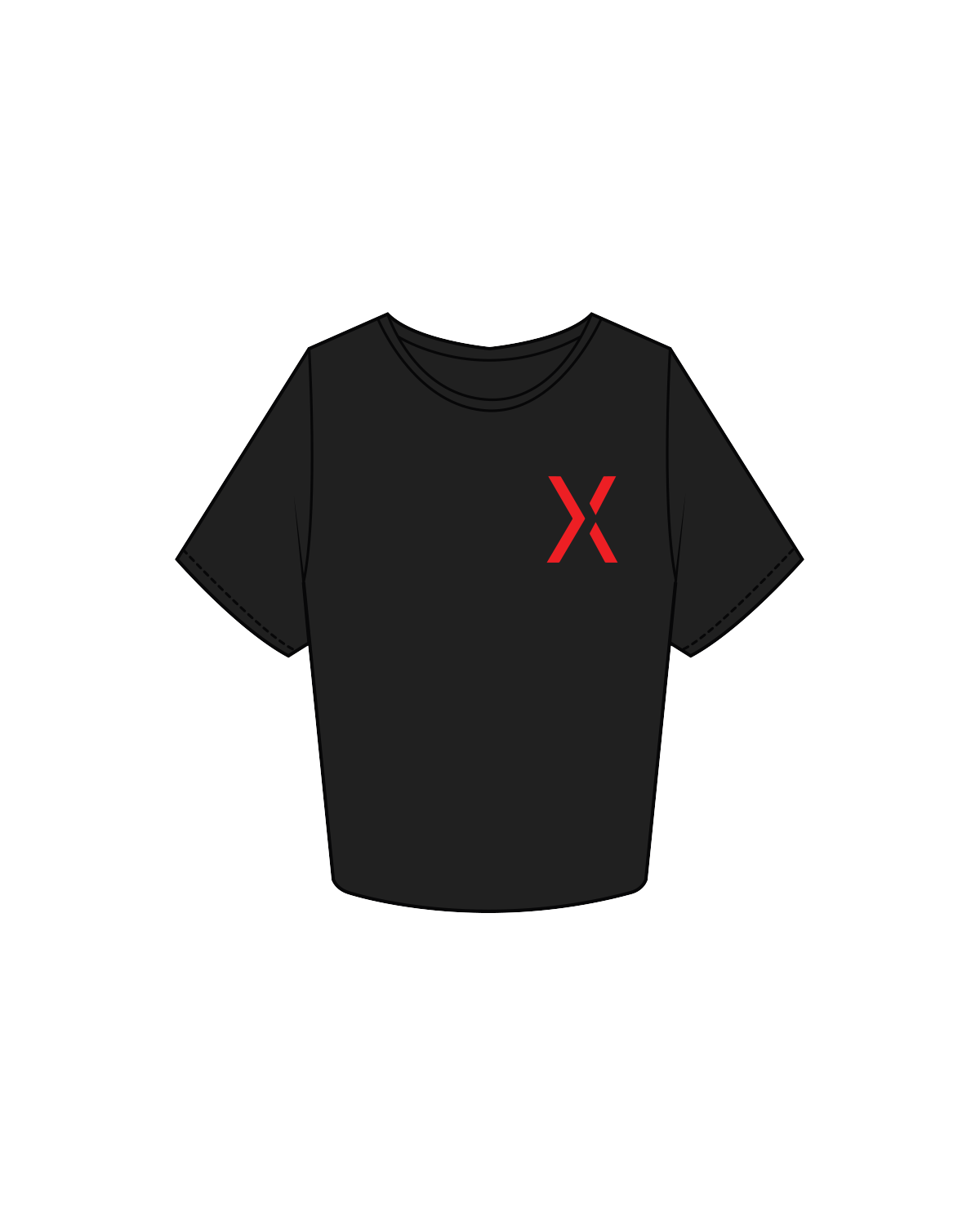 The Crop Tee - Black - GFX - Left Chest - Red
