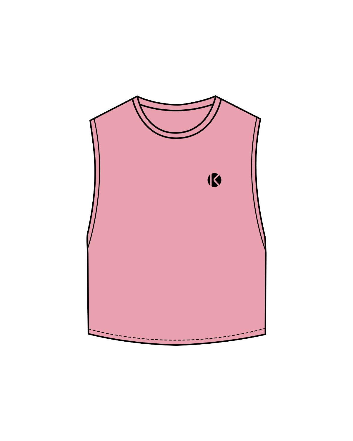 The Crop Muscle Tank - Bubblegum - Kysko - Left Chest / Back - Black