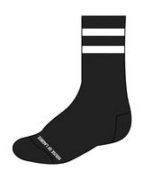 House Of Lagree Grip Sock - Crew - Black / White Logo / White Bands