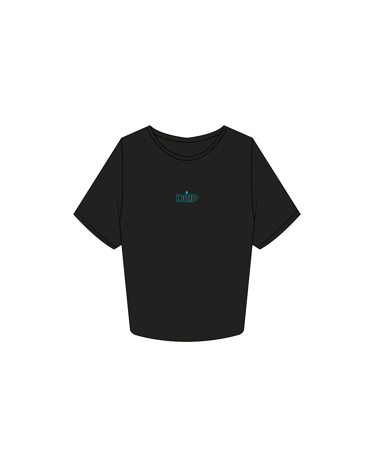 The Crop Tee - Black - Drip Pre Workout - Center Chest W/O Mode- Blue
