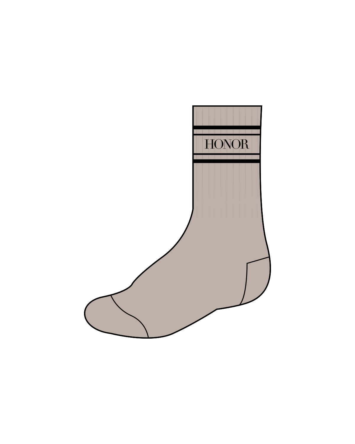The Crew Grip Sock - Taupe - Honor Pilates - Black