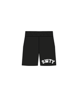 The Womens Sweat Shorts - Black - SWTY - Varsity / Back - White