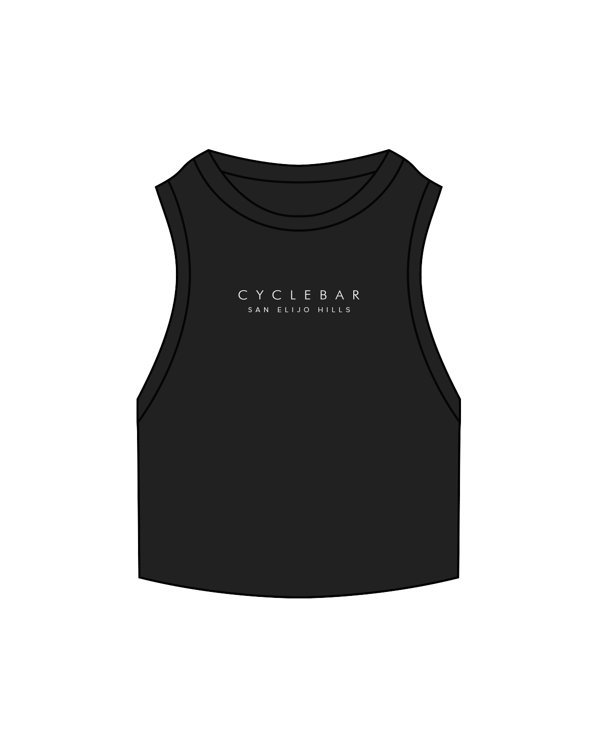 The Ribbed Crop Tank - Black - Cyclebar - Center Chest Embroidered - White