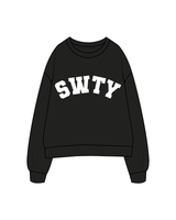 The Womens Crewneck - Black - SWTY - Varsity / Back - White