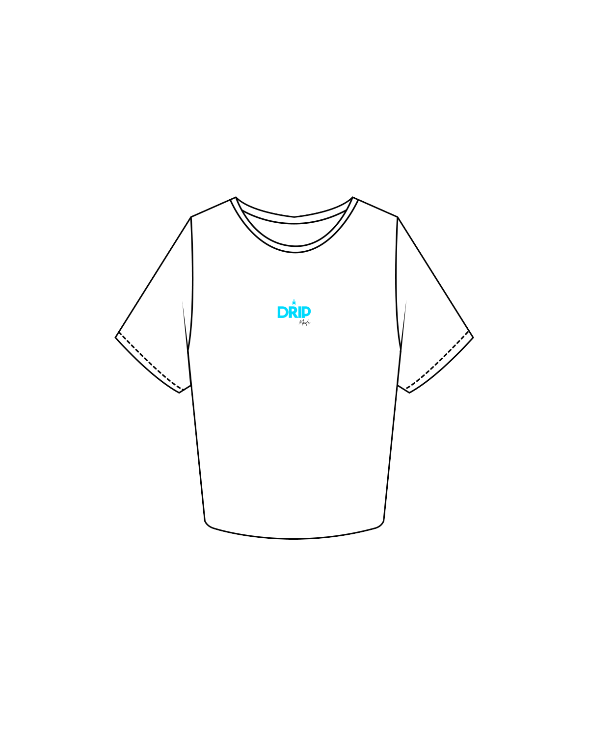 The Crop Tee - White - Drip Pre Workout - Center Chest - Teal