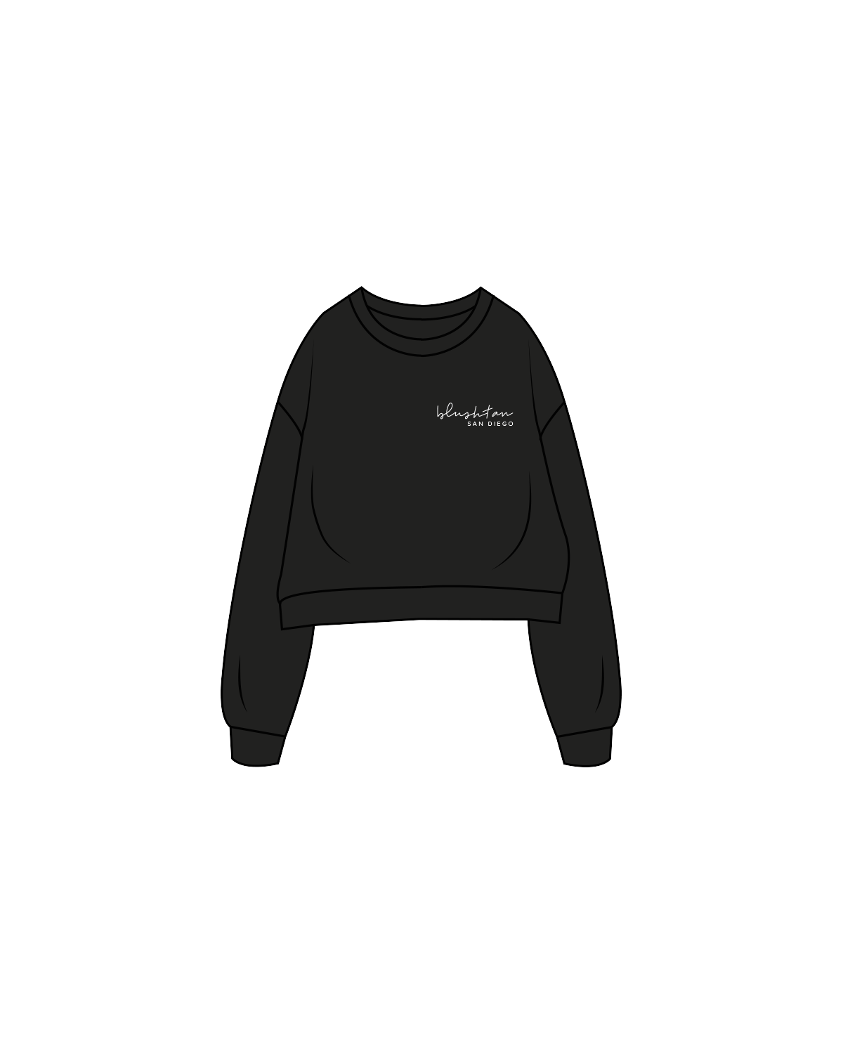 The Oversized Crop - Black - Blush Tan - Front / Back - Bone