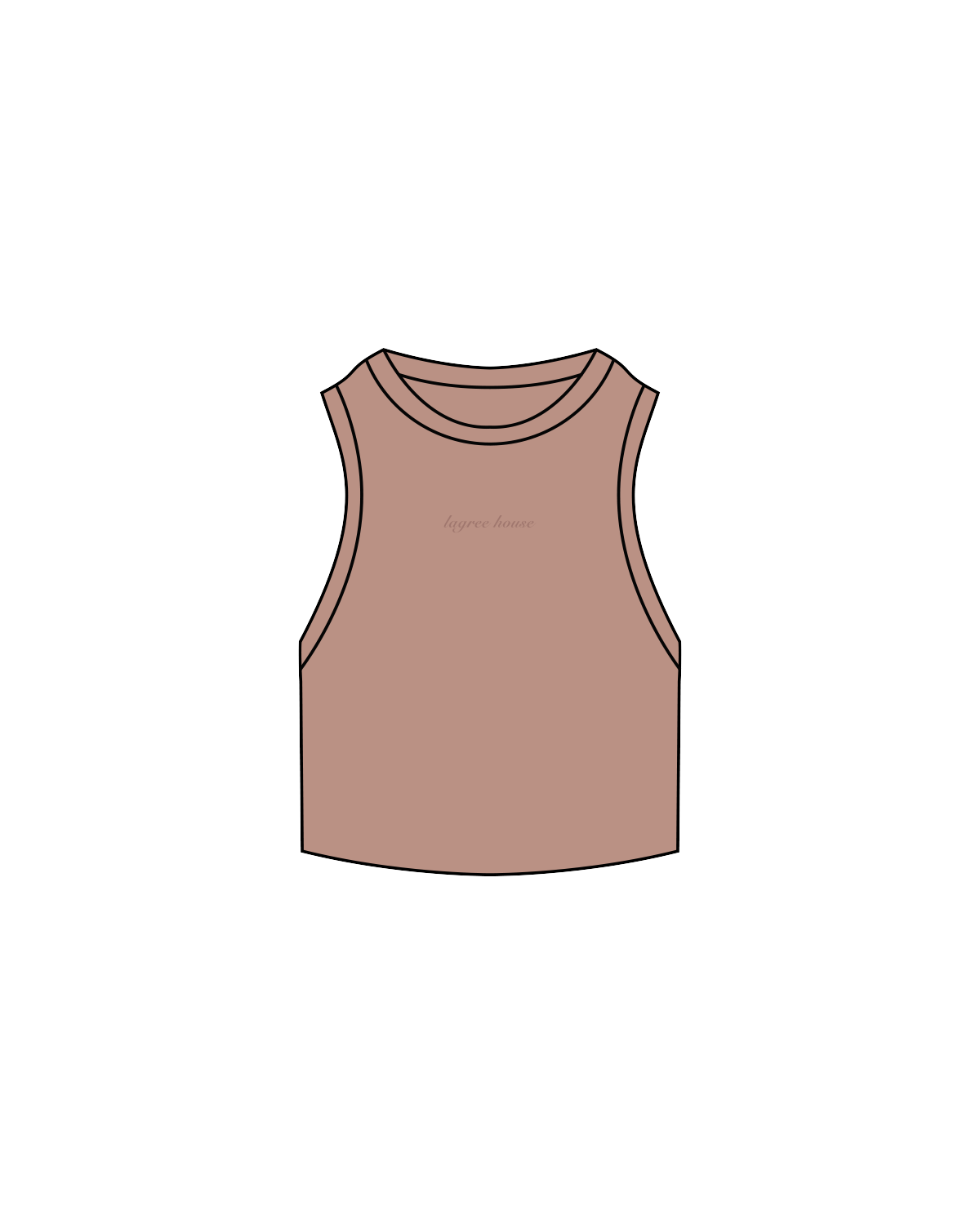 The Ribbed Crop Tank - Clay - Lagree House - Center Chest - Clay Embroidered