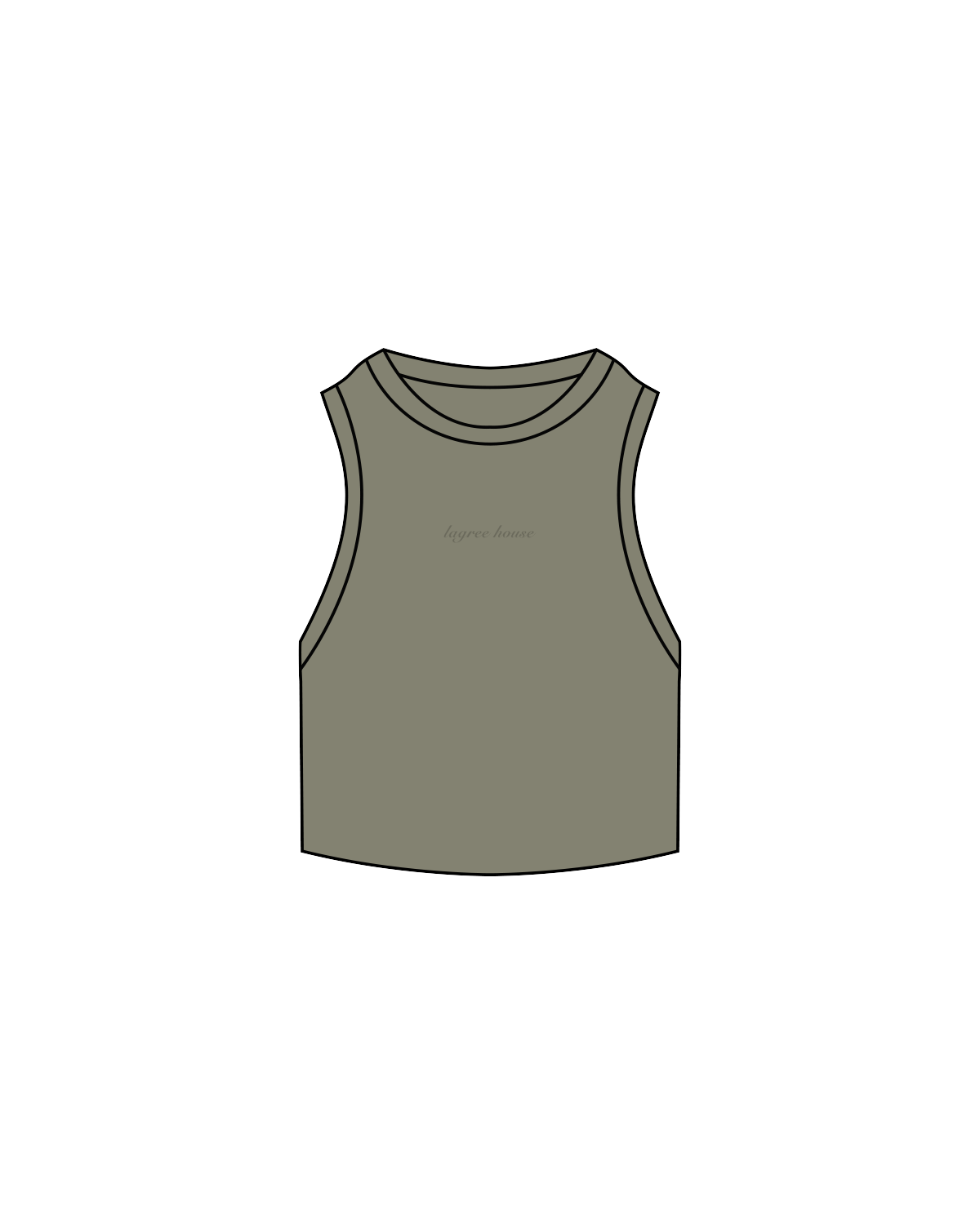 The Ribbed Crop Tank - Eucalyptus - Lagree House - Center Chest - Eucalyptus Embroidered