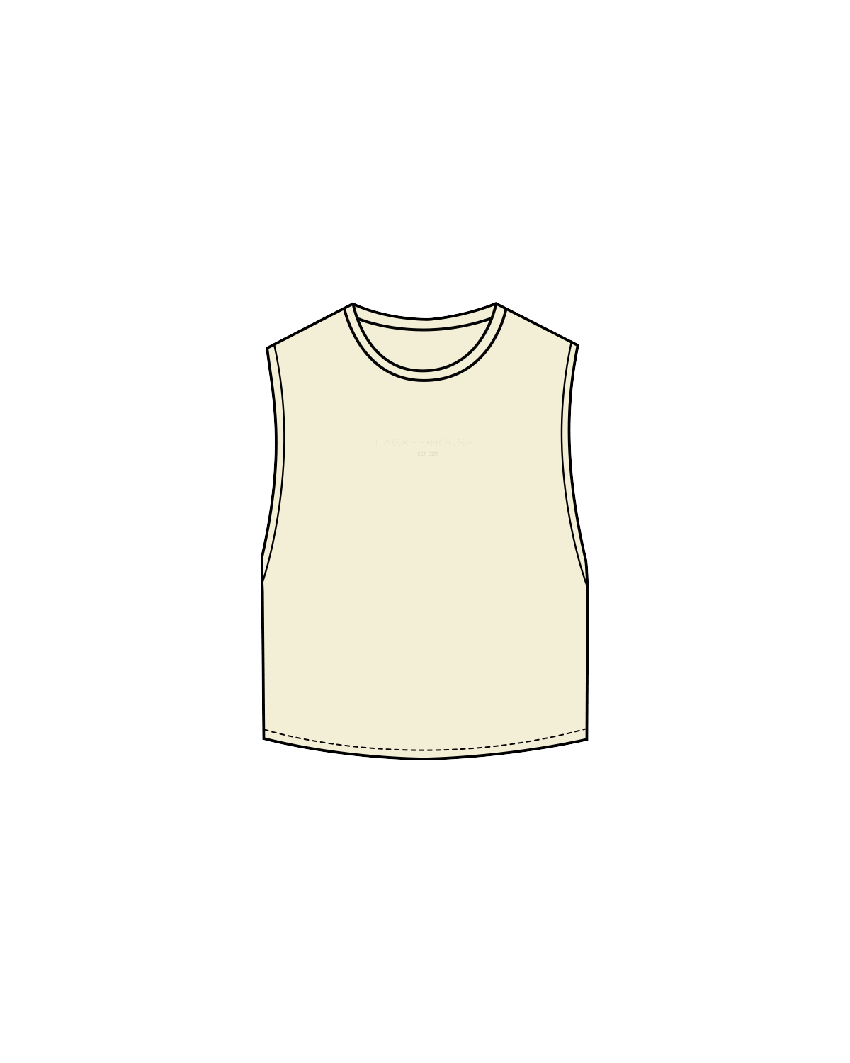 The Crop Muscle Tank - Butter - Lagree House - Center / Back - Butter