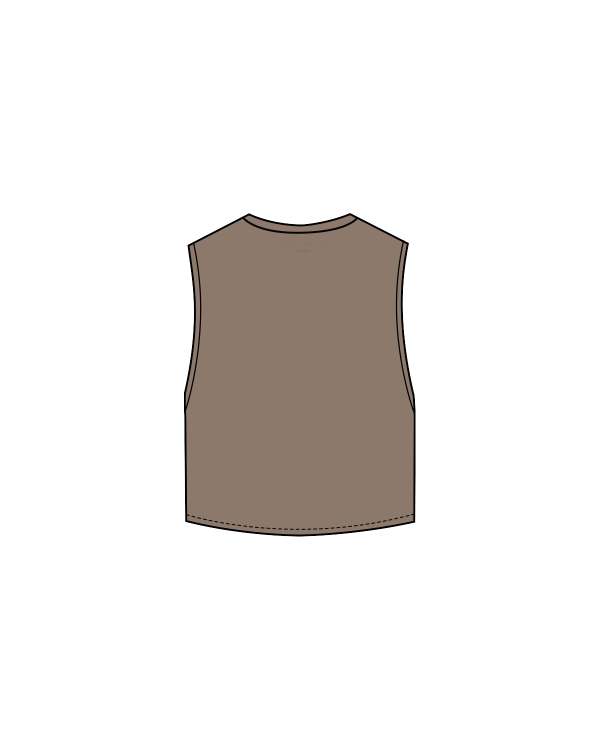 The Crop Muscle Tank - Cacao - Lagree House - Center / Back - Cacao