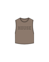 The Crop Muscle Tank - Cacao - Lagree House - Center / Back - Cacao
