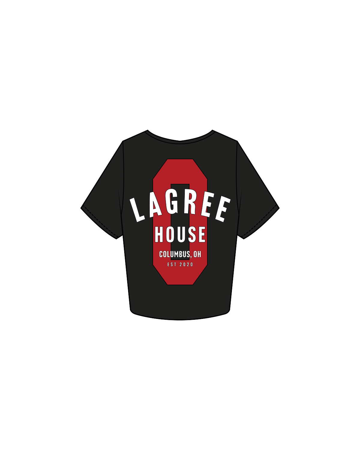 The Crop Tee - Black - Lagree House - Left Chest / Back - Full Color