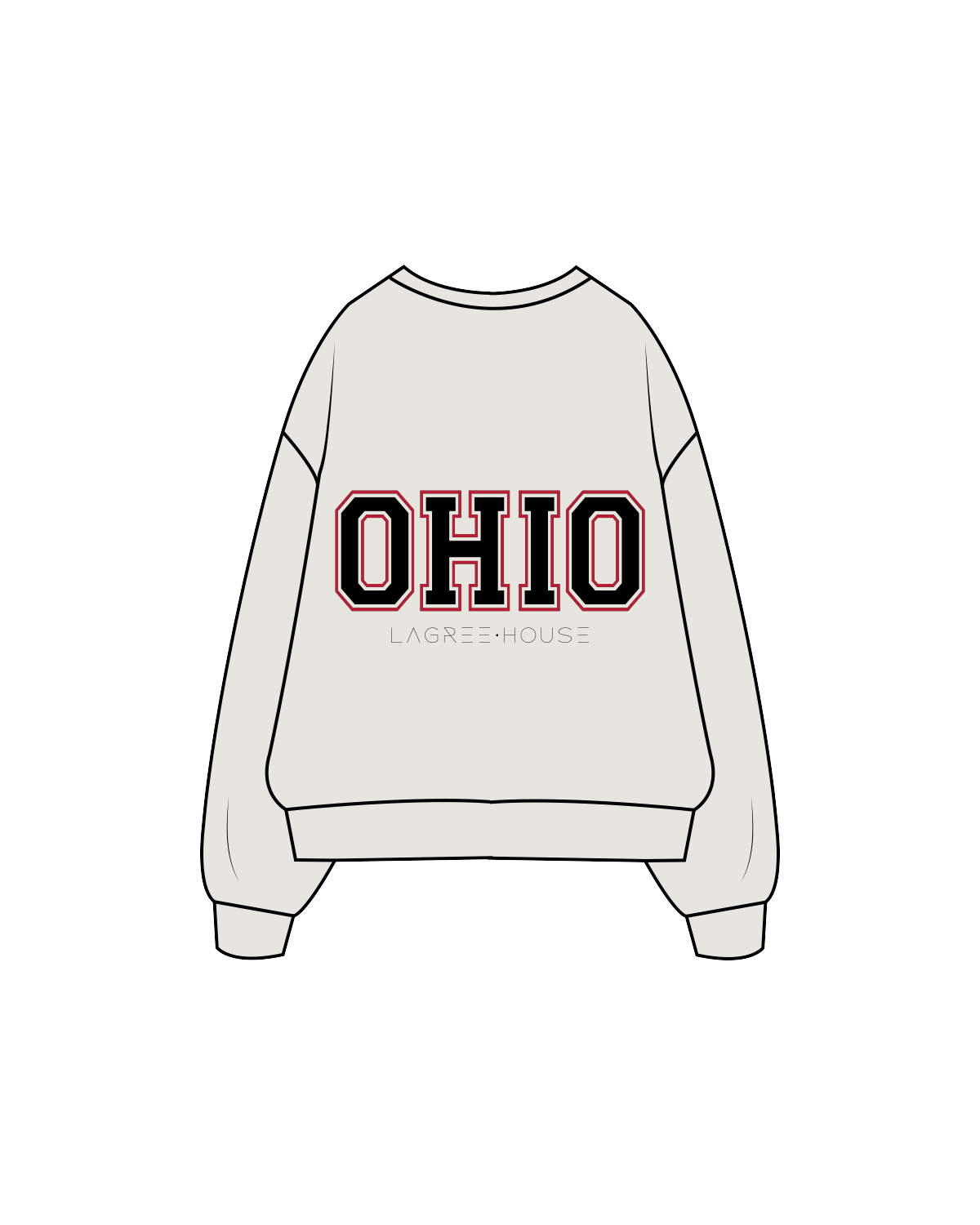 The Womens Crewneck - Washed Bone - Lagree House - Left Chest / Back - Full Color